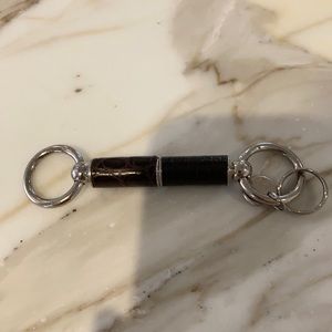 Men’s Bottega Veneta Intreccato brown leather double key ring